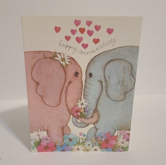 VINTAGE Adorable Elephant Anniversary Card - Picture 1 of 5